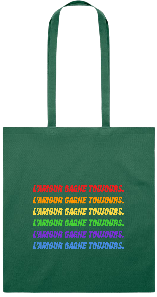 L'amour Gagne Toujours Design - Premium colored cotton tote bag_DARK GREEN_front