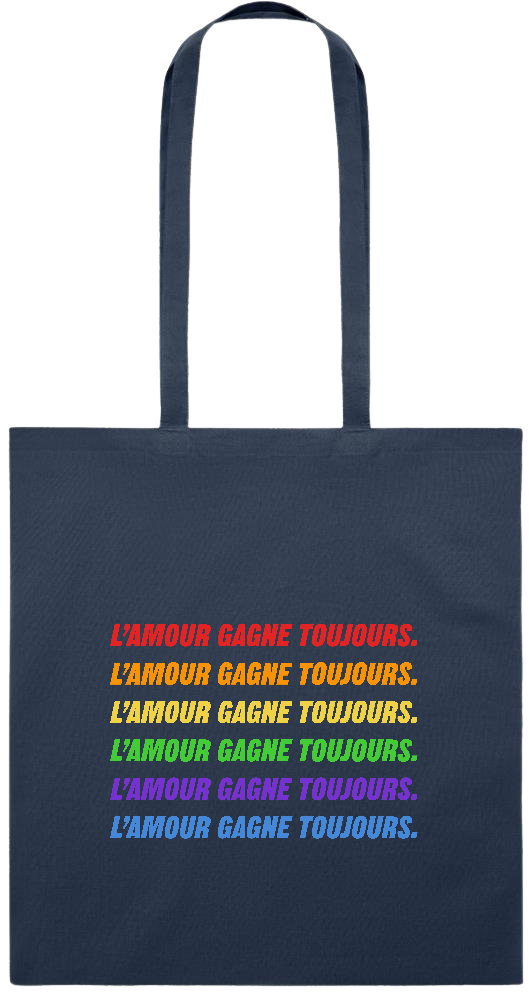 L'amour Gagne Toujours Design - Premium colored cotton tote bag_FRENCH NAVY_front