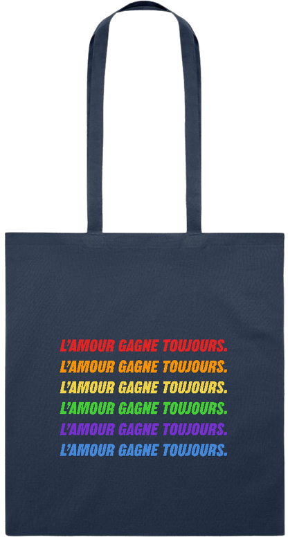 L'amour Gagne Toujours Design - Premium colored cotton tote bag_FRENCH NAVY_front