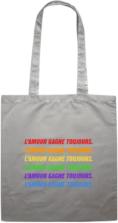 L'amour Gagne Toujours Design - Premium colored cotton tote bag_GREY_front