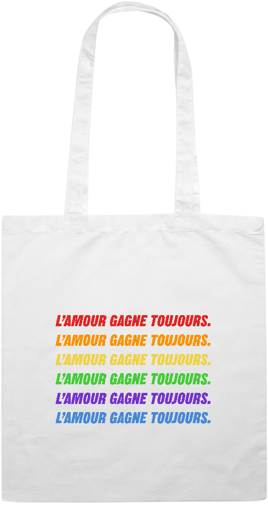 L'amour Gagne Toujours Design - Premium colored cotton tote bag_WHITE_front