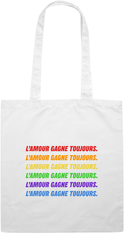 L'amour Gagne Toujours Design - Premium colored cotton tote bag_WHITE_front