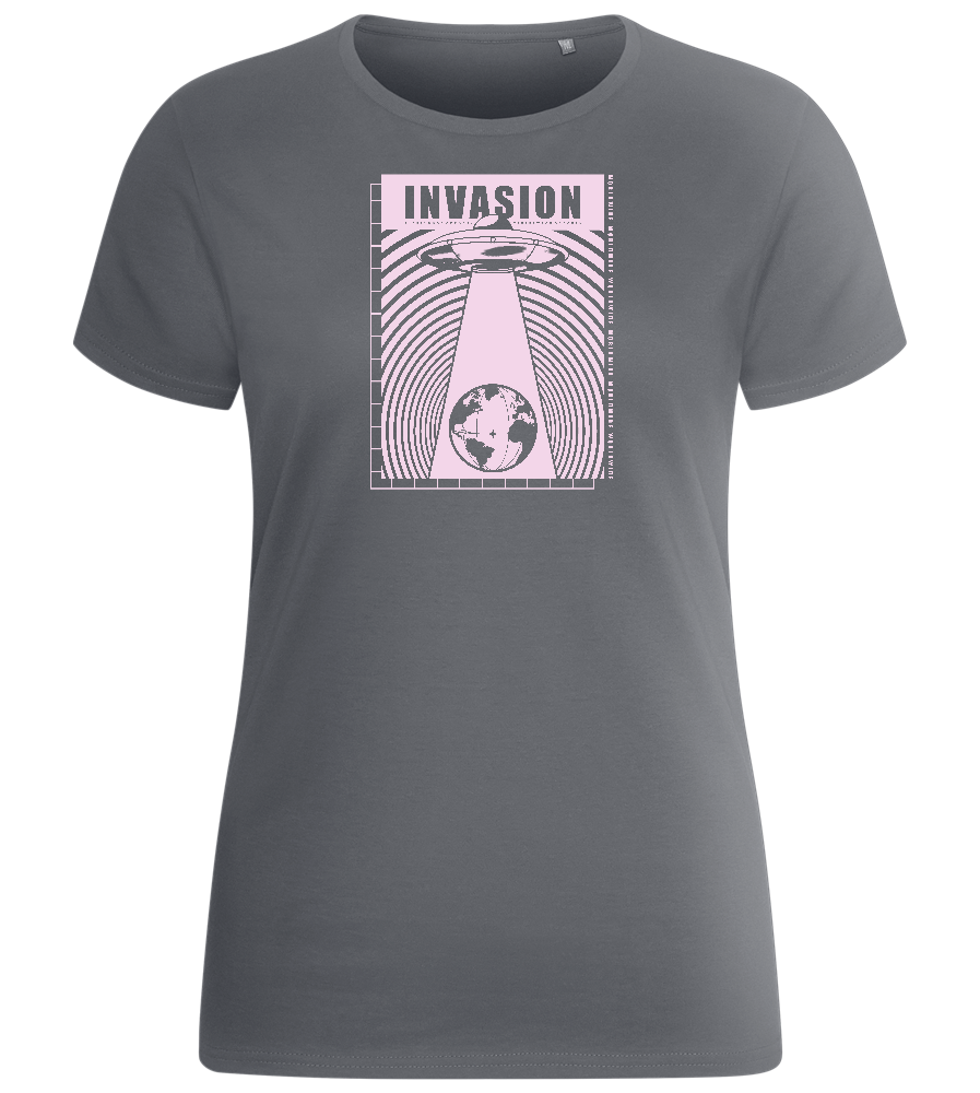 Invasion Ufo Design - Basic women's fitted t-shirt_MOUSE GREY_front