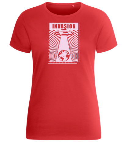 Invasion Ufo Design - Basic women's fitted t-shirt_RED_front