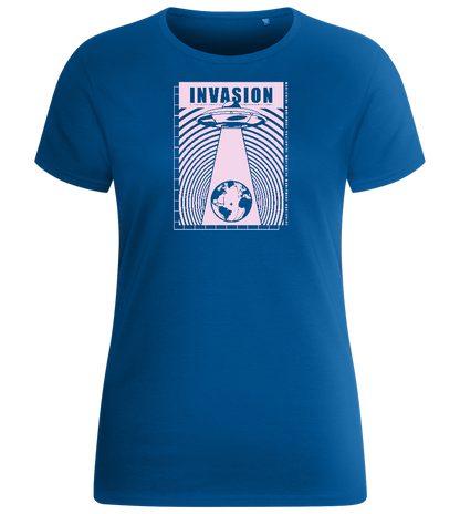 Invasion Ufo Design - Basic women's fitted t-shirt_ROYAL_front