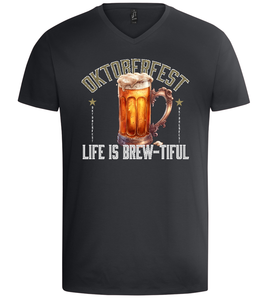 Life is Brew-tiful Design - Basic men's v-neck t-shirt_DARK GRAY_front