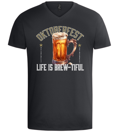 Life is Brew-tiful Design - Basic men's v-neck t-shirt_DARK GRAY_front