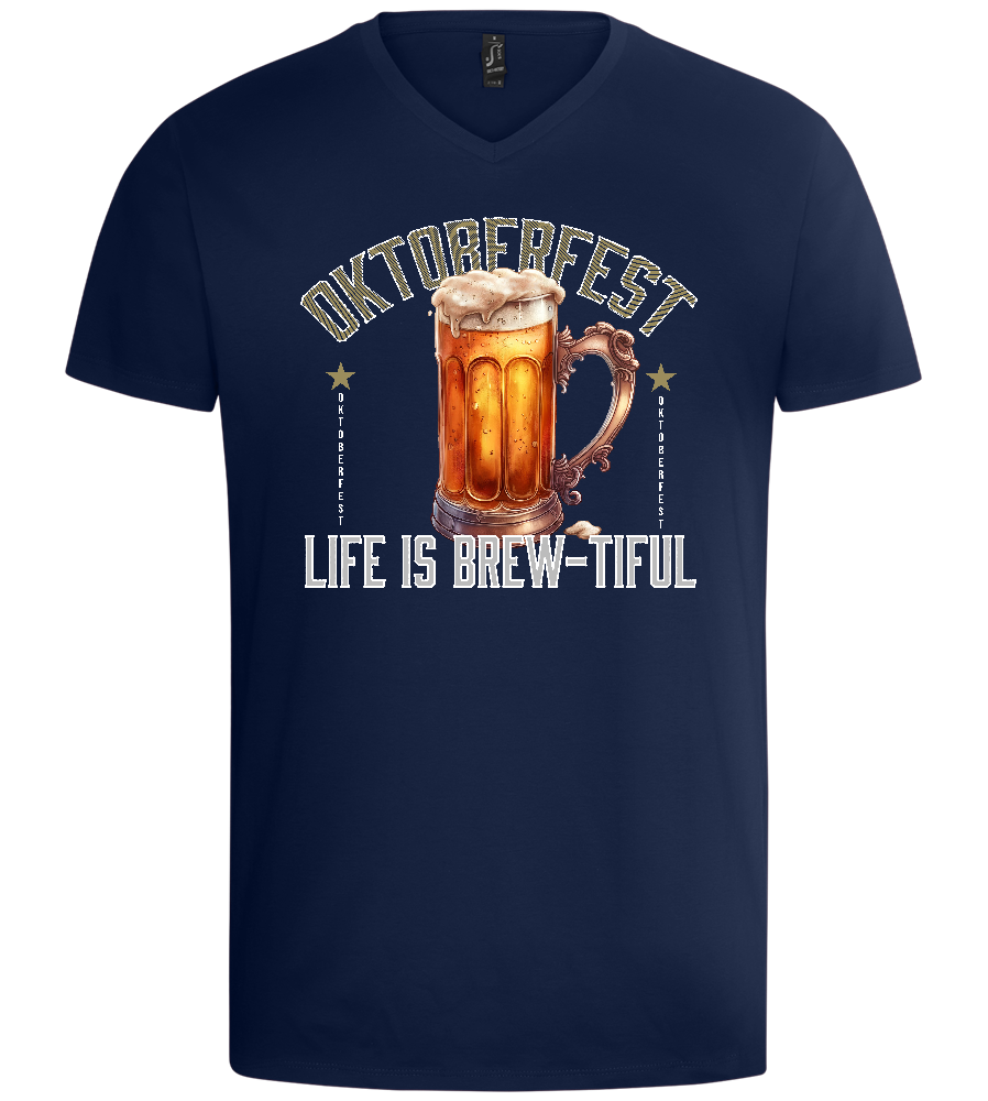 Life is Brew-tiful Design - Basic men's v-neck t-shirt_MARINE_front