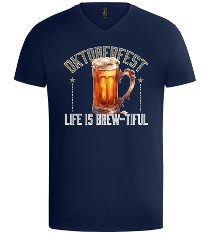 Life is Brew-tiful Design - Basic men's v-neck t-shirt_MARINE_front