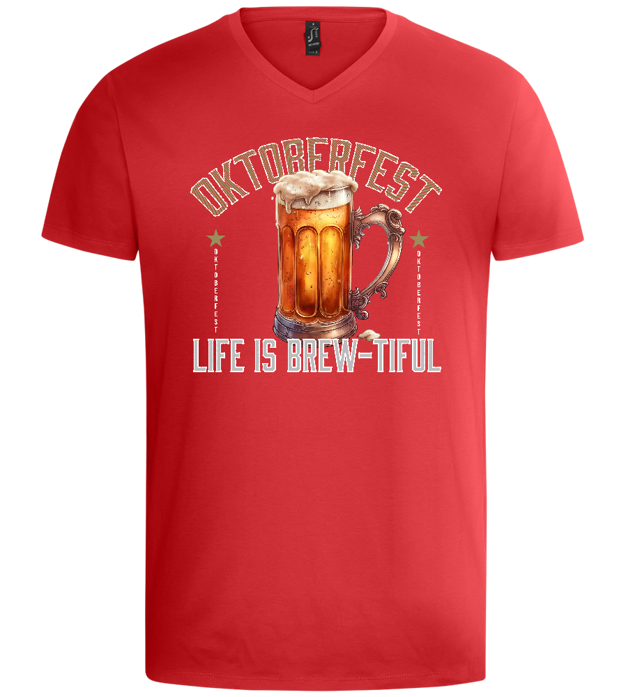 Life is Brew-tiful Design - Basic men's v-neck t-shirt_RED_front