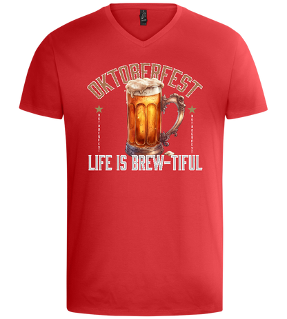 Life is Brew-tiful Design - Basic men's v-neck t-shirt_RED_front