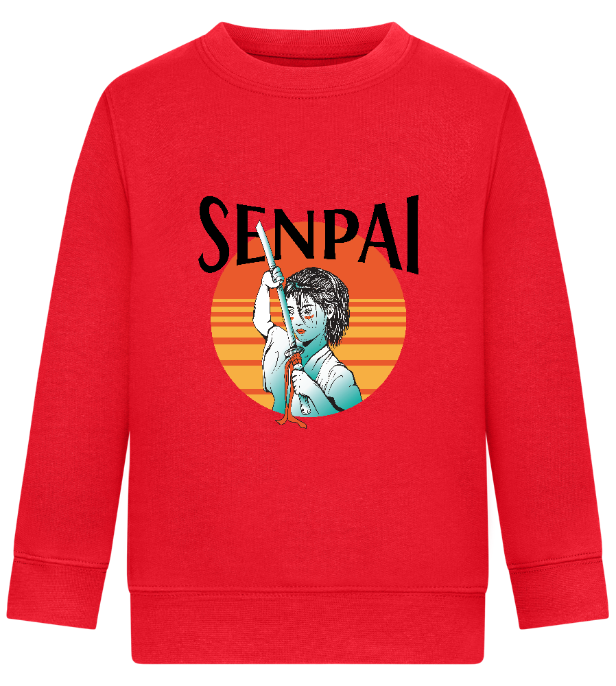 Senpai Sunset Design - Comfort Kids Sweater_BRIGHT RED_front