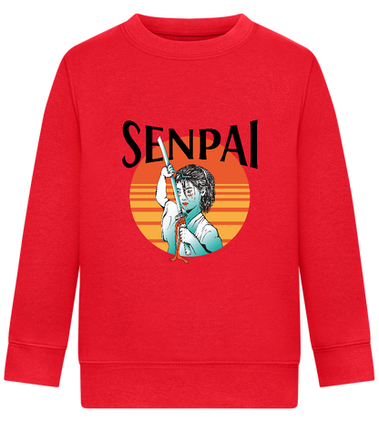 Senpai Sunset Design - Comfort Kids Sweater_BRIGHT RED_front