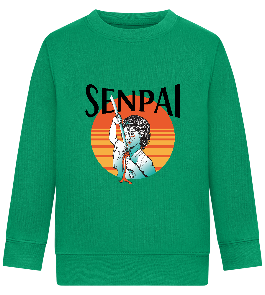 Senpai Sunset Design - Comfort Kids Sweater_MEADOW GREEN_front