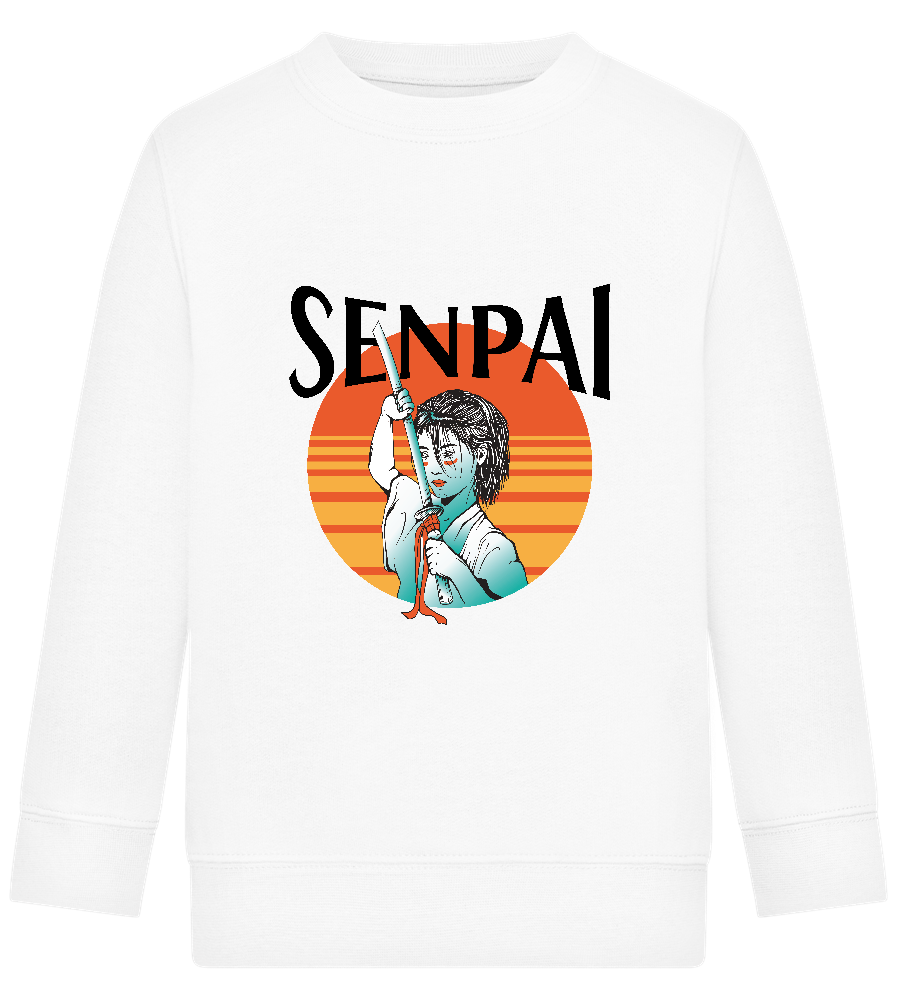 Senpai Sunset Design - Comfort Kids Sweater_WHITE_front