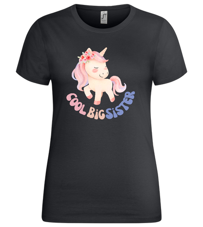 Cool Big Sister Unicorn Design - Premium women's t-shirt_DARK GRAY_front