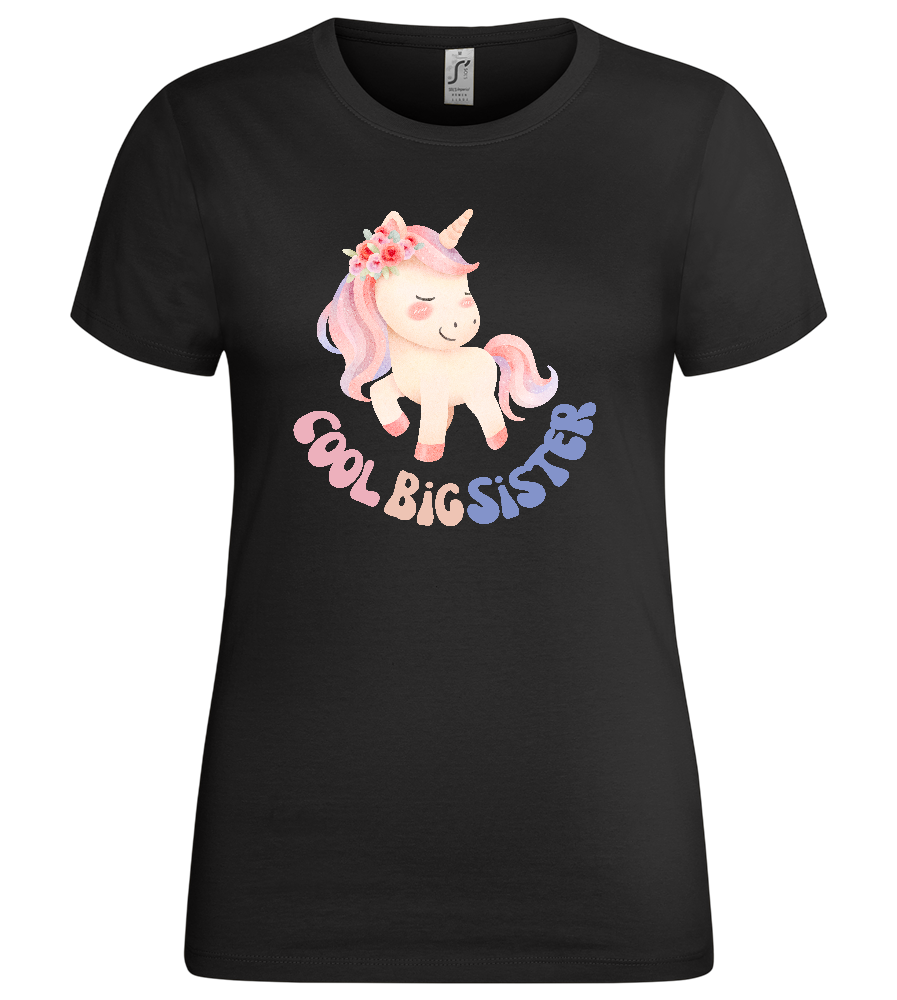 Cool Big Sister Unicorn Design - Premium women's t-shirt_DEEP BLACK_front