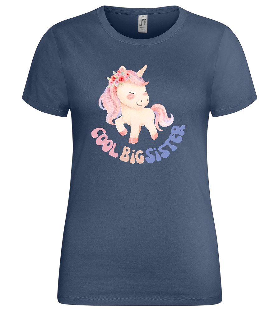 Cool Big Sister Unicorn Design - Premium women's t-shirt_DENIM_front