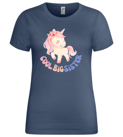 Cool Big Sister Unicorn Design - Premium women's t-shirt_DENIM_front