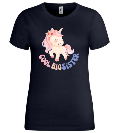 Cool Big Sister Unicorn Design - Premium women's t-shirt_FRENCH NAVY_front