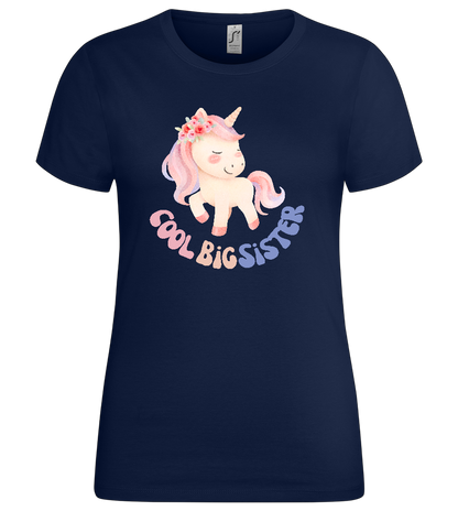 Cool Big Sister Unicorn Design - Premium women's t-shirt_MARINE_front