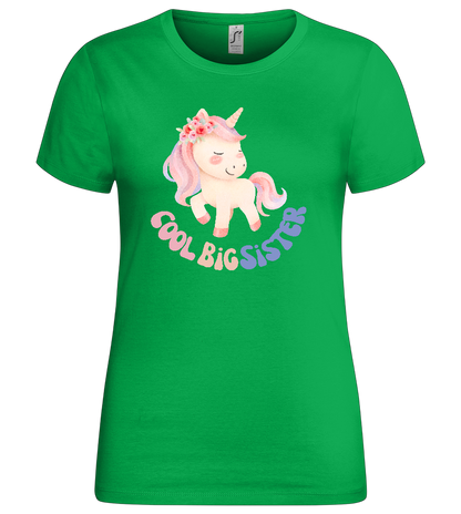 Cool Big Sister Unicorn Design - Premium women's t-shirt_MEADOW GREEN_front