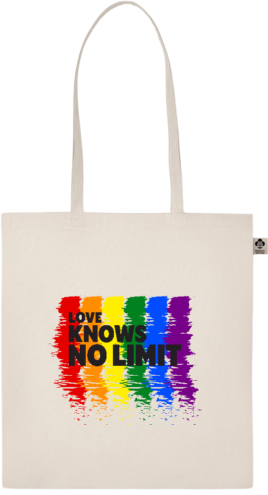 Love Knows No Limits Design - Essential ecru organic cotton tote bag_BEIGE_front