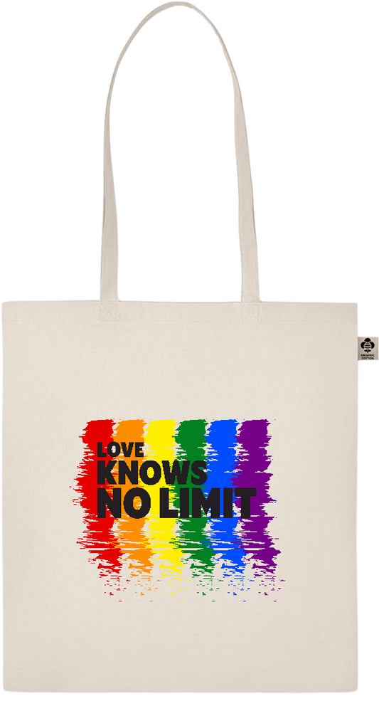 Love Knows No Limits Design - Essential ecru organic cotton tote bag_BEIGE_front