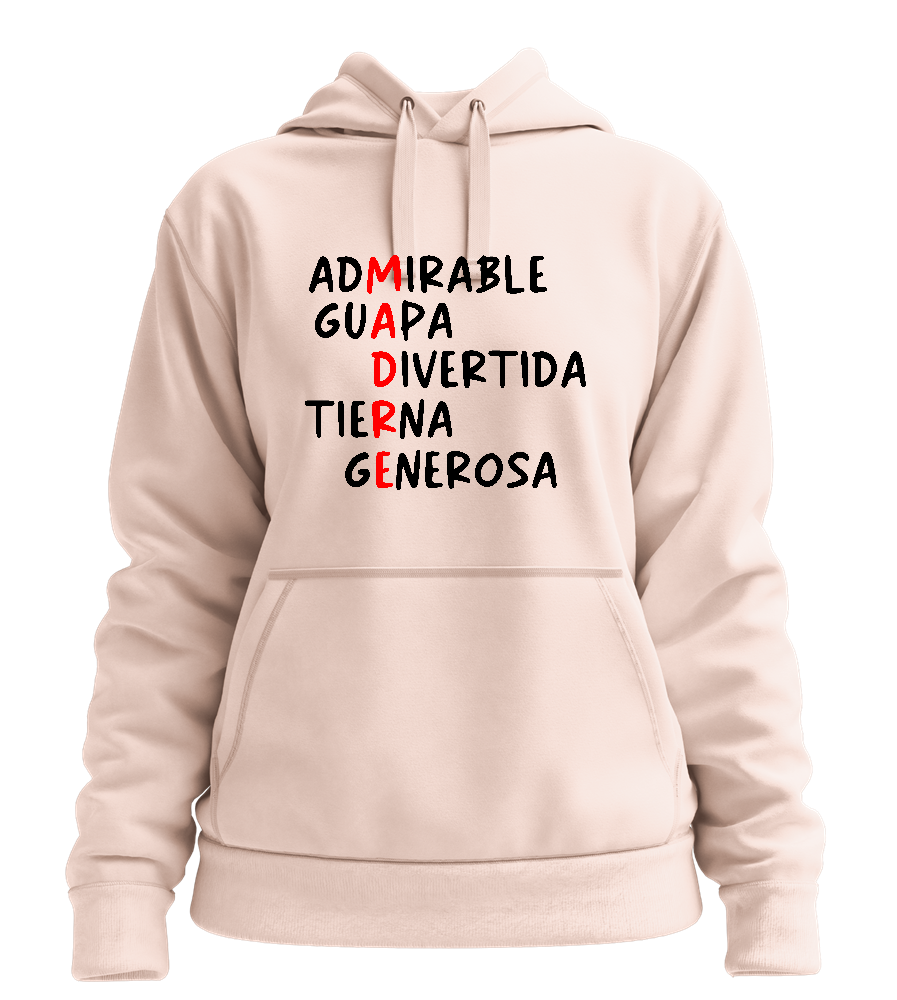 Cualidades Mamá Design - Premium women's hoodie_LIGHT PEACH ROSE_front