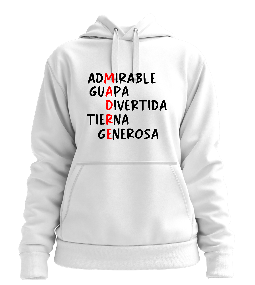 Cualidades Mamá Design - Premium women's hoodie_WHITE_front
