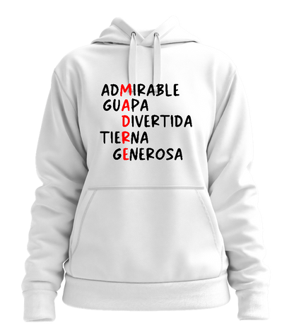 Cualidades Mamá Design - Premium women's hoodie_WHITE_front