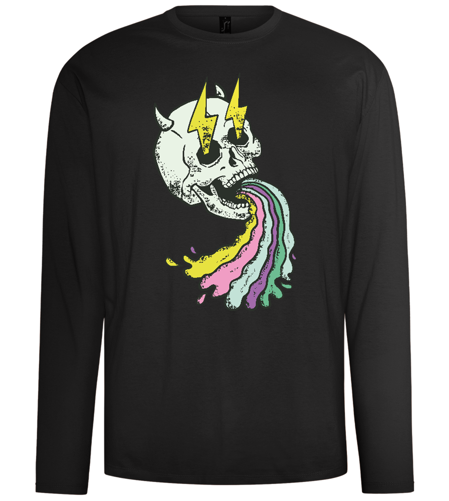 Rainbow Skull Thunders Design - Comfort men's long sleeve t-shirt_DEEP BLACK_front