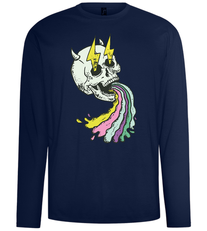 Rainbow Skull Thunders Design - Comfort men's long sleeve t-shirt_MARINE_front