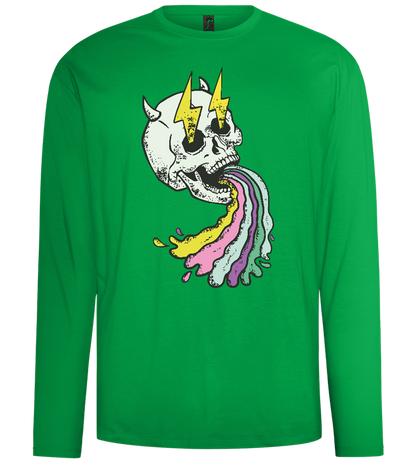 Rainbow Skull Thunders Design - Comfort men's long sleeve t-shirt_MEADOW GREEN_front