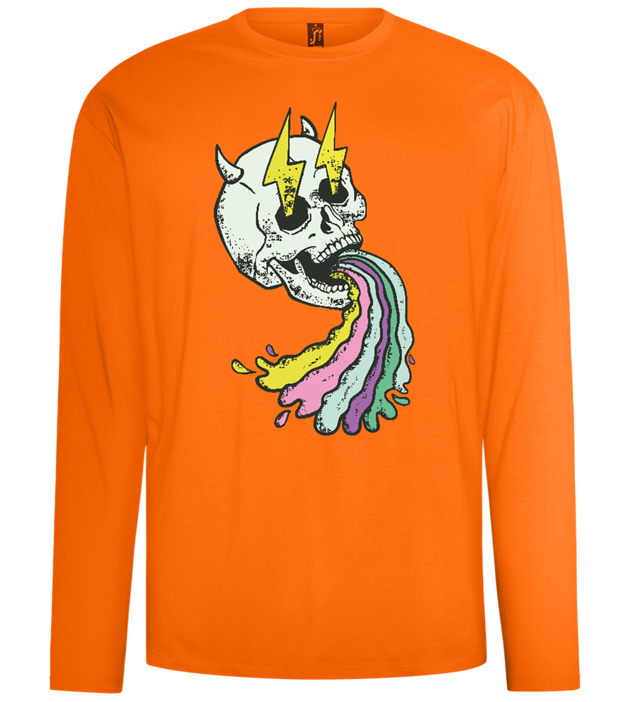 Rainbow Skull Thunders Design - Comfort men's long sleeve t-shirt_ORANGE_front