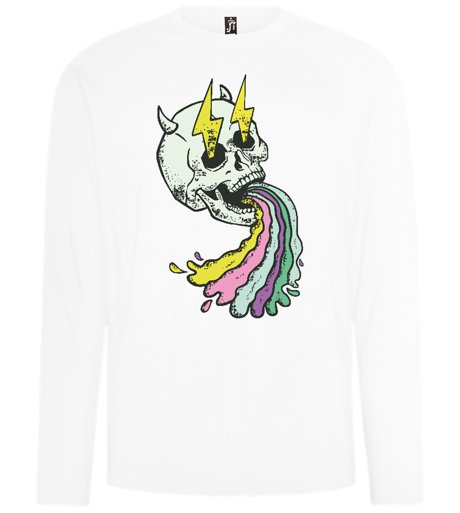 Rainbow Skull Thunders Design - Comfort men's long sleeve t-shirt_WHITE_front