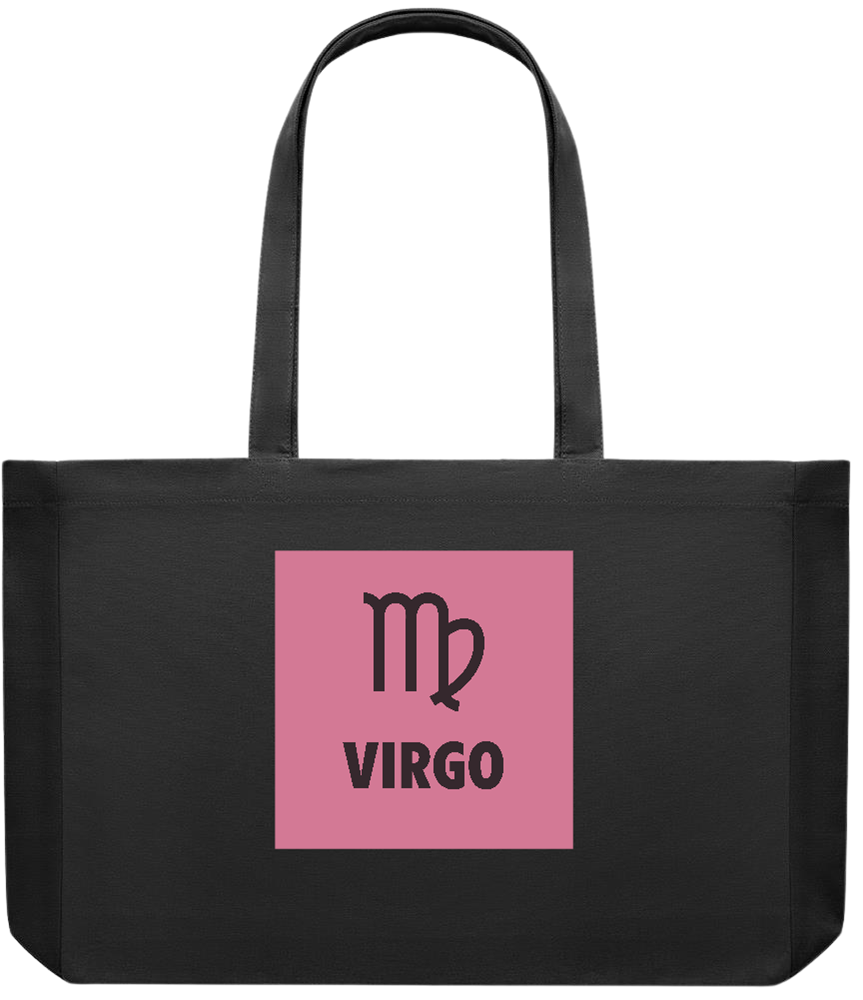 Zodiac Virgo Design - Premium large recycled shopping tote bag_BLACK_front