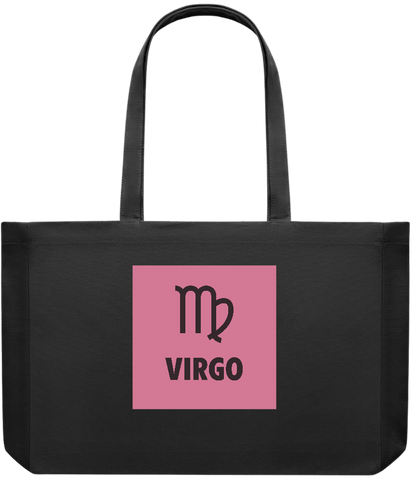 Zodiac Virgo Design - Premium large recycled shopping tote bag_BLACK_front