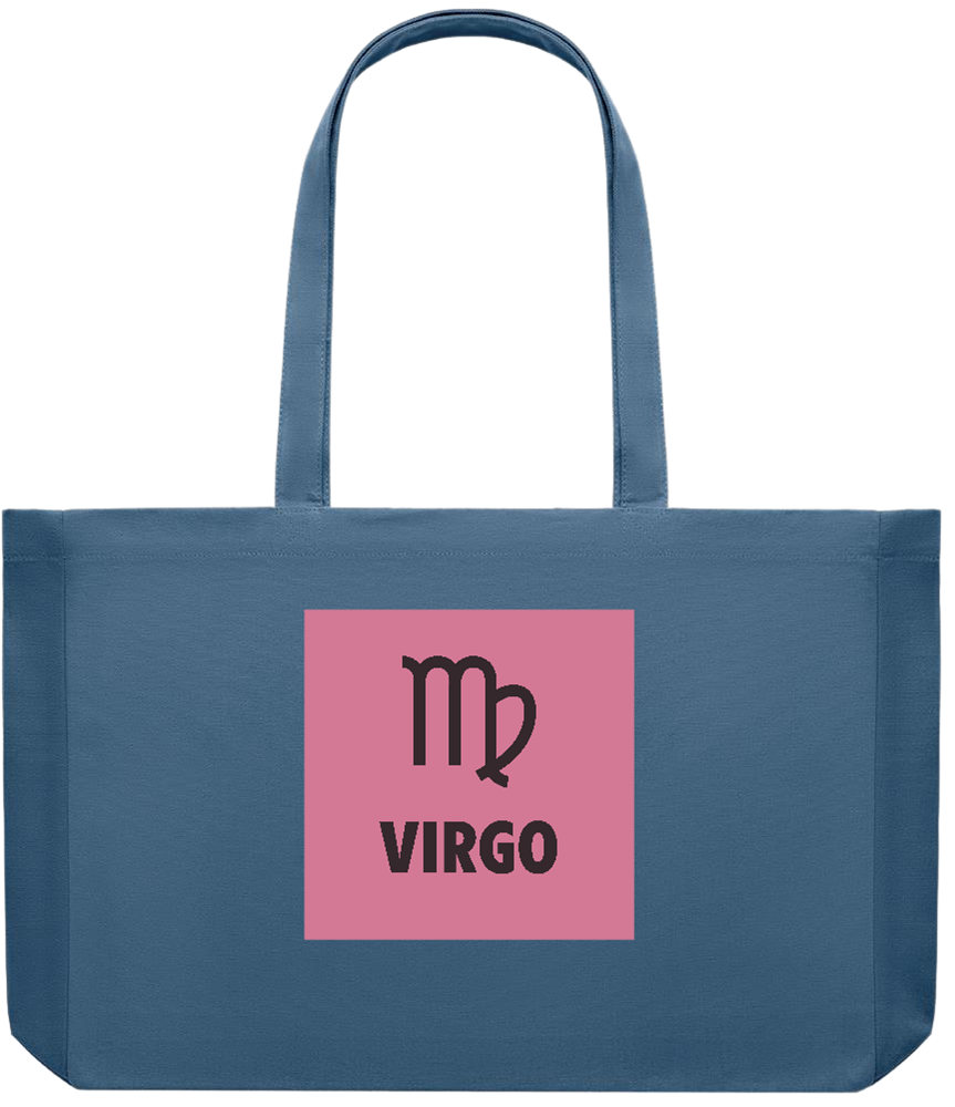 Zodiac Virgo Design - Premium large recycled shopping tote bag_BLUE_front