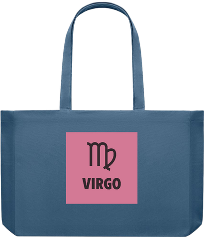 Zodiac Virgo Design - Premium large recycled shopping tote bag_BLUE_front