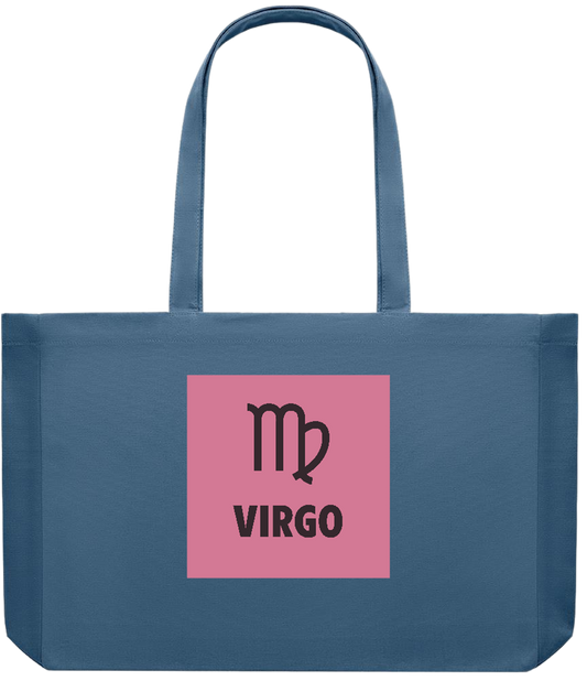 Zodiac Virgo Design - Premium large recycled shopping tote bag_BLUE_front