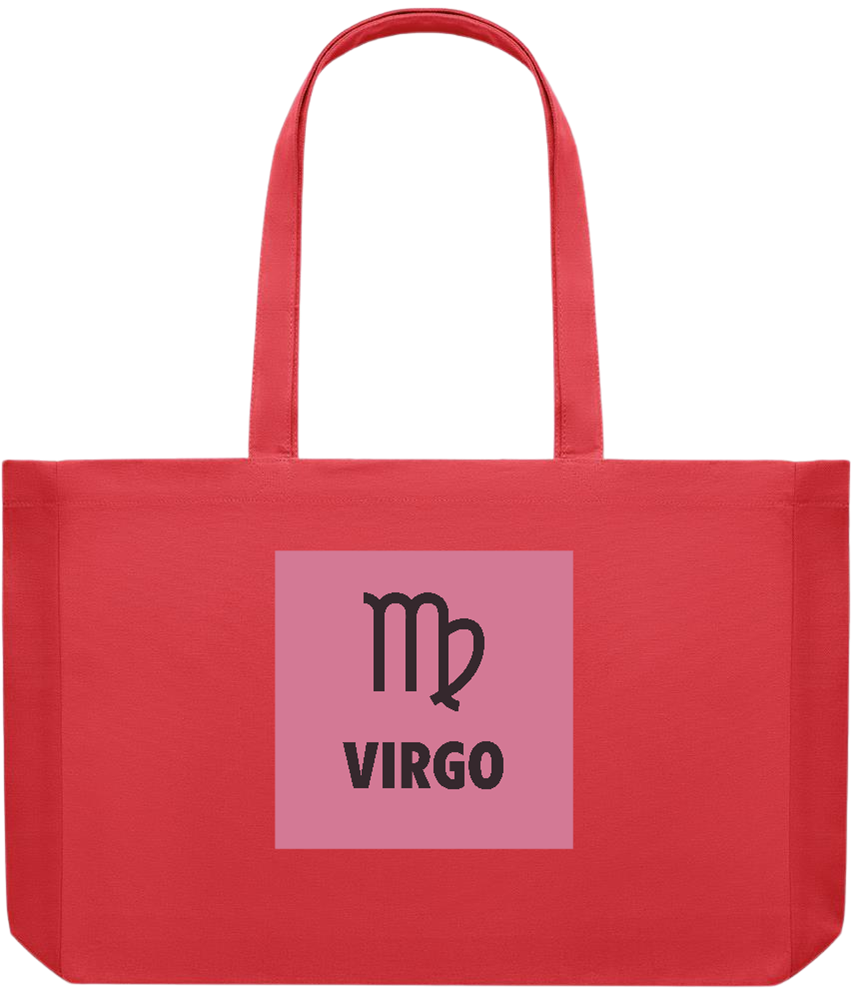 Zodiac Virgo Design - Premium large recycled shopping tote bag_RED_front