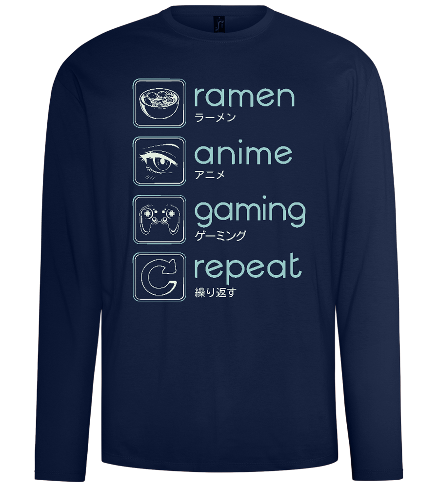 Ramen Anime Gaming Repeat Design - Comfort men's long sleeve t-shirt_MARINE_front