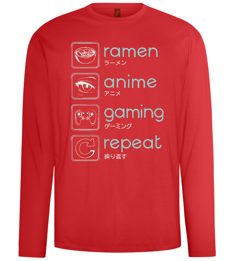 Ramen Anime Gaming Repeat Design - Comfort men's long sleeve t-shirt_RED_front