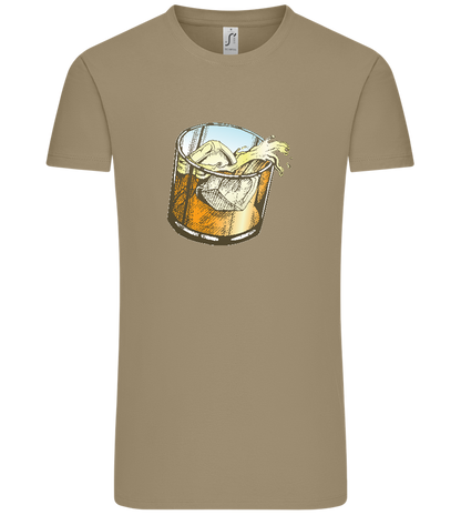 Whiskey Glass Design - Comfort Unisex T-Shirt_KHAKI_front