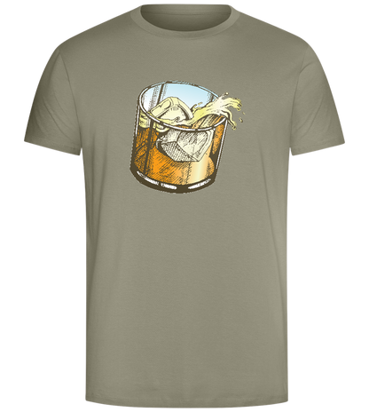 Whiskey Glass Design - Comfort Unisex T-Shirt_KHAKI_front