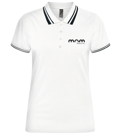 MOM Symbol Design - Comfort Women´s contrast polo shirt_WHITE/NAVY_front