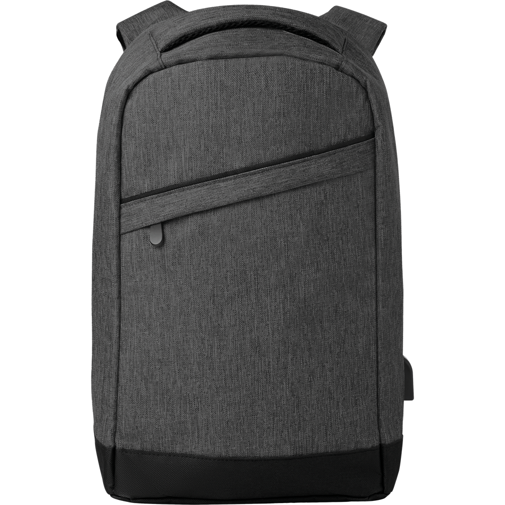 USB Backpack with Laptop Compartment_BLACK_front