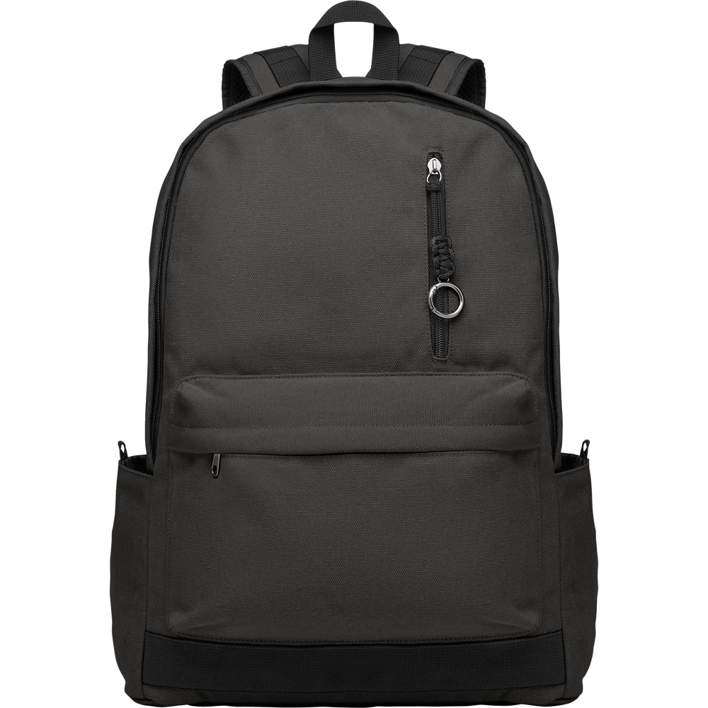 Recycled Canvas Laptop Backpack_BLACK_front
