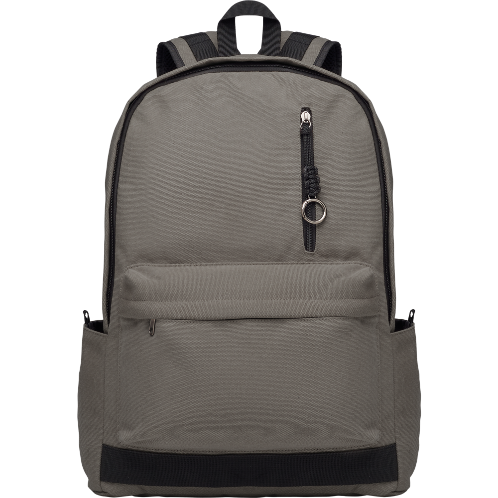 Recycled Canvas Laptop Backpack_STONE GREY_front